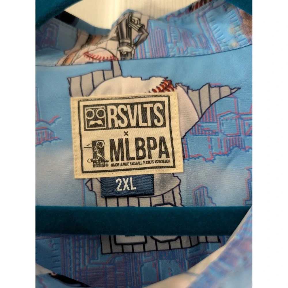 RSVLTS x MLBPA Max Kepler #26 Minnesota Twins Button Up Shirt‎ 2XL Blue Kunuflex